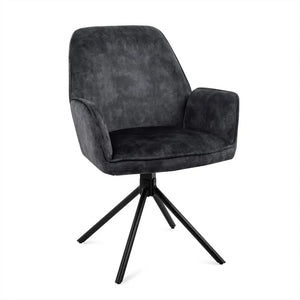 Dining Chair – Swivel Seat, Auto-Return Function, Fabric Upholstery, Metal Frame – Noah | Benoa
