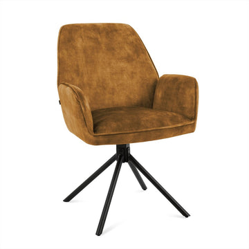 Dining Chair – Swivel Seat, Auto-Return Function, Fabric Upholstery, Metal Frame – Noah | Benoa