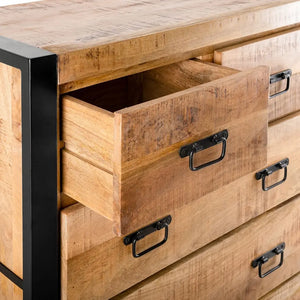 Kommode – Natürliches Mangoholz, Schwarzes Stahlgestell, Praktische Schubladen, 105 cm - Britt | Benoa