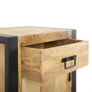 Nachttisch – Mangoholz Oberfläche, Linke Türöffnung, Eine Schublade, 50 cm - Britt | Benoa