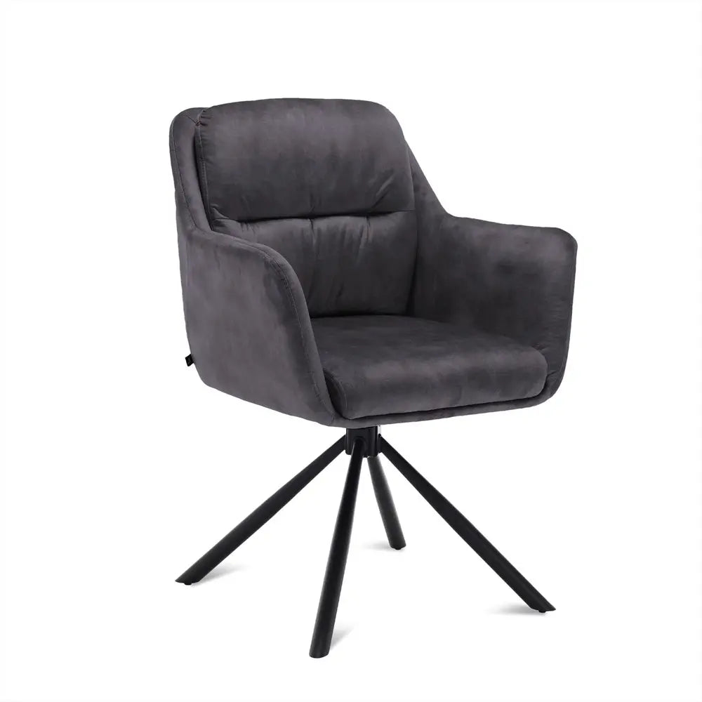 Dining Chair - Upholstered Seat, Anthracite Cover, Modern Design - Talas | Benoa
