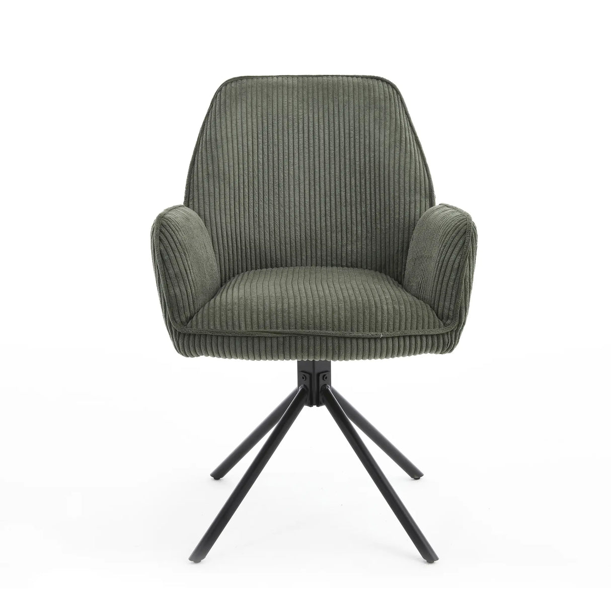 Esszimmerstuhl – Dunkelgrüner Stoff, Drehbare Sitzfläche, Schwarzes Gestell, 60 cm - Noah | Benoa