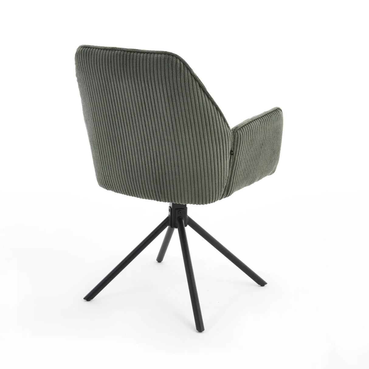 Esszimmerstuhl – Dunkelgrüner Stoff, Drehbare Sitzfläche, Schwarzes Gestell, 60 cm - Noah | Benoa