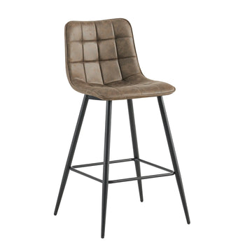 Bar Stool - Upholstered Seat, Quilted Details, Ergonomic Shape, Metal Legs - Lucille | Benoa