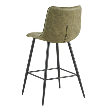 Bar Stool - Upholstered Seat, Quilted Details, Ergonomic Shape, Metal Legs - Lucille | Benoa