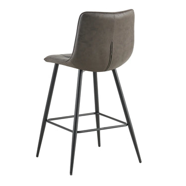 Bar Stool - Upholstered Seat, Quilted Details, Ergonomic Shape, Metal Legs - Lucille | Benoa
