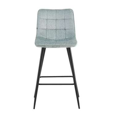 Bar Stool - Upholstered Seat, Quilted Details, Ergonomic Shape, Metal Legs - Lucille | Benoa