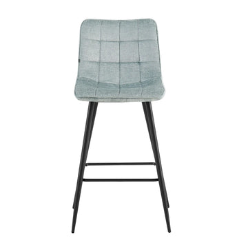 Bar Stool - Upholstered Seat, Quilted Details, Ergonomic Shape, Metal Legs - Lucille | Benoa