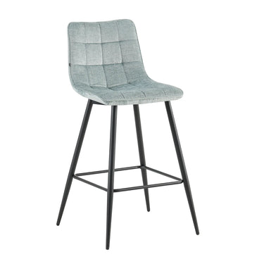 Bar Stool - Upholstered Seat, Quilted Details, Ergonomic Shape, Metal Legs - Lucille | Benoa