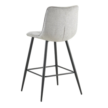 Bar Stool - Upholstered Seat, Quilted Details, Ergonomic Design, Metal Legs - Lucille | Benoa
