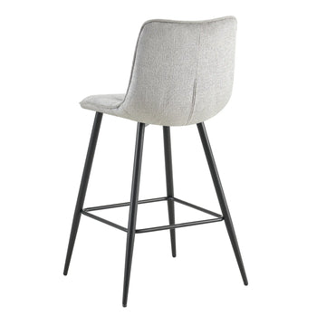 Bar Stool - Upholstered Seat, Quilted Details, Ergonomic Design, Metal Legs - Lucille | Benoa