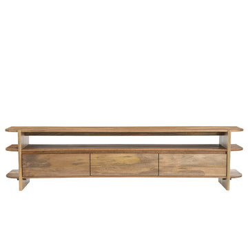 TV-Möbel – Mangoholz Korpus, Offenes Fach, Drei Schubladen, 200 cm - Jade | Benoa