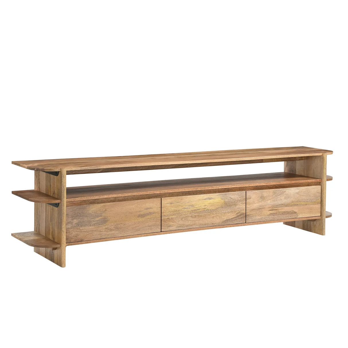 TV-Möbel – Mangoholz Korpus, Offenes Fach, Drei Schubladen, 200 cm - Jade | Benoa