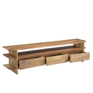 TV-Möbel – Mangoholz Korpus, Offenes Fach, Drei Schubladen, 200 cm - Jade | Benoa