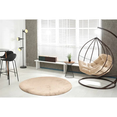 Teppich – Elfenbein Farbe, Weicher Flor, Felloptik 160 cm Rund - Rabbit Light 525 | Kayoom