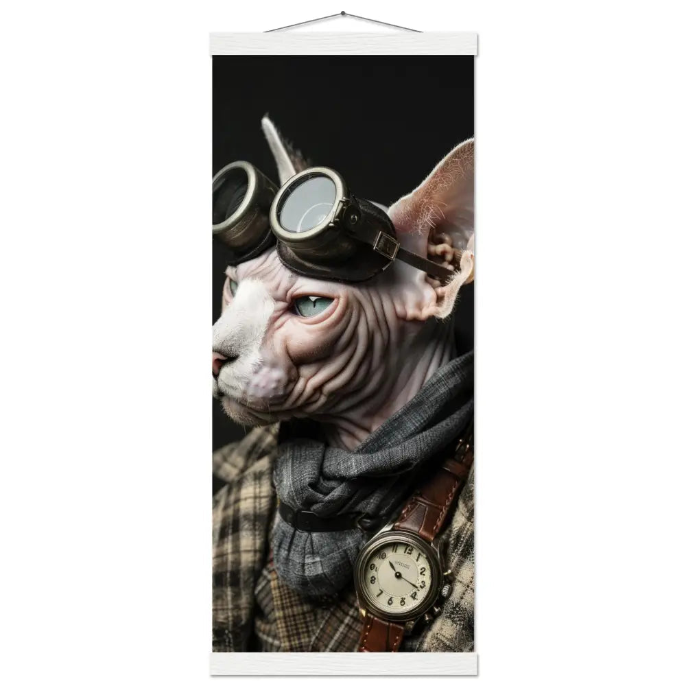 Schulposter – Sphynx Katze, Steampunk-Outfit, Karierte Jacke | St Tropez Art