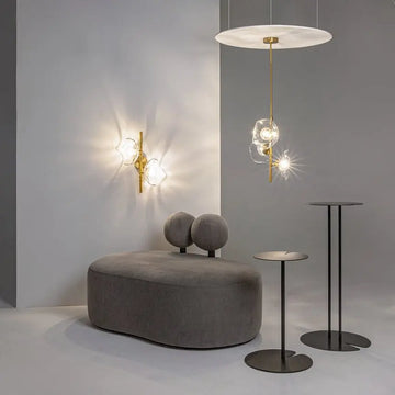 Wall Lamp Brushed Brass, Metal Frame, Cast Glass Accent, Modern – Miracle | Maytoni