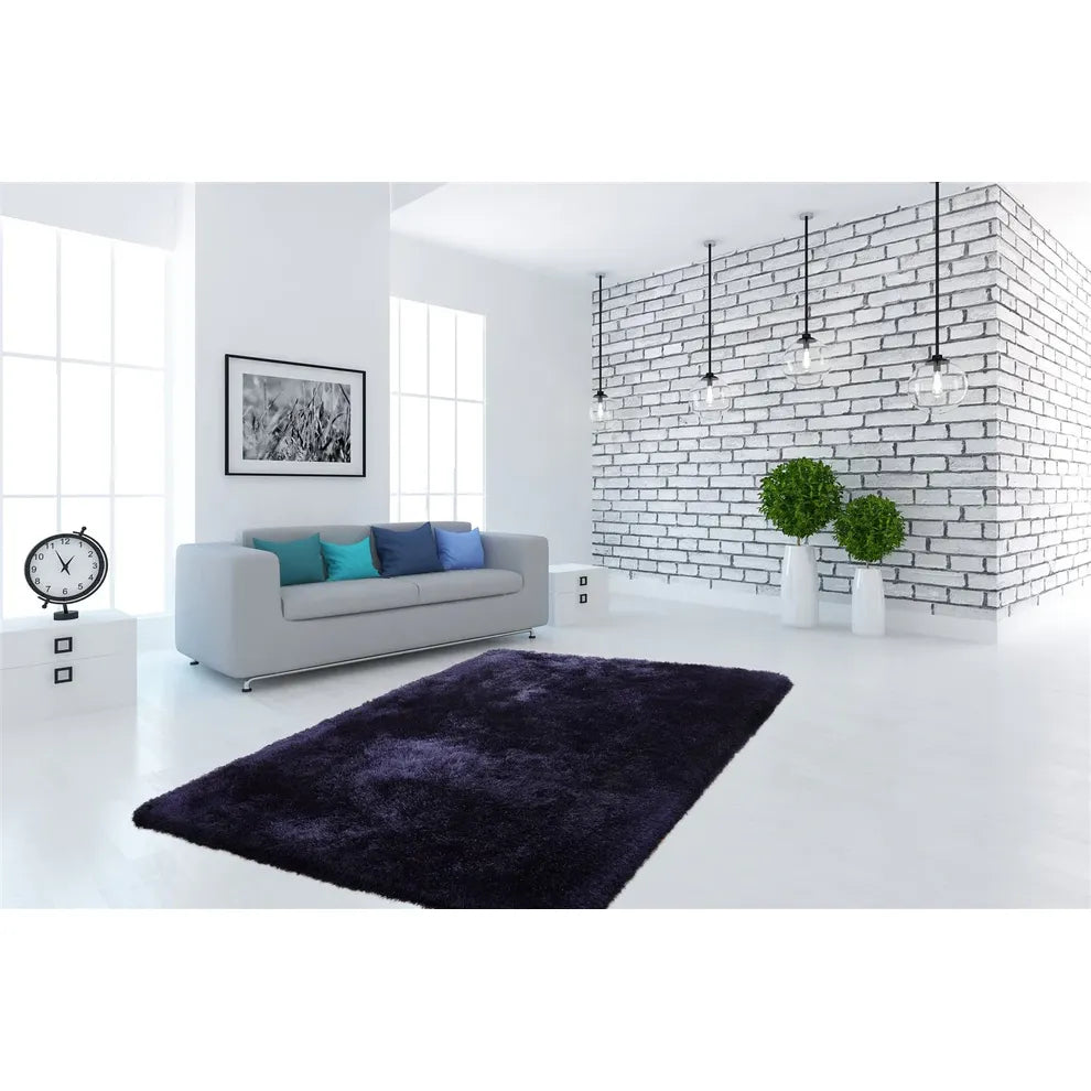 Teppich – Blau Farbe, Hochflor Struktur, Polyester Material, 170cm - Cosy 410 | Kayoom