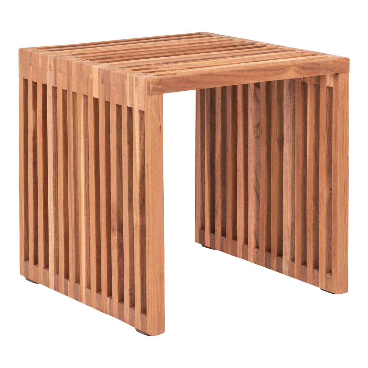 Beistelltisch – Natürliches Teakholz, Lamellenstruktur, 40 cm Höhe - Pego | House Nordic