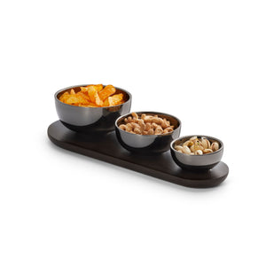 Schale Doppelwandiger Edelstahl Mangoholz-Tablett Isolierend & Modern – Trio| Philippi