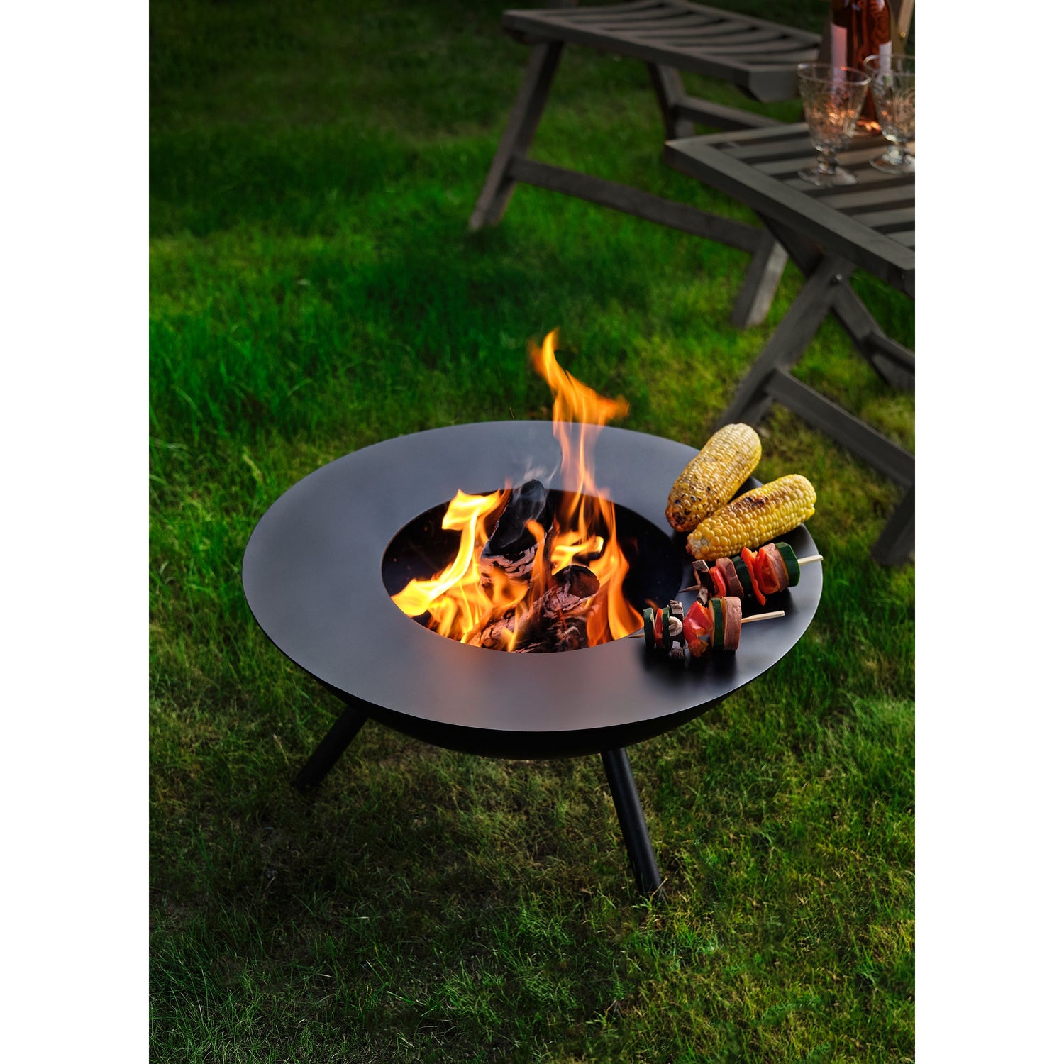 Feuerabdeckung aus pulverbeschichtetem Stahl 3 mm Stahlring hitzebeständiges Design – Flames | Philippi