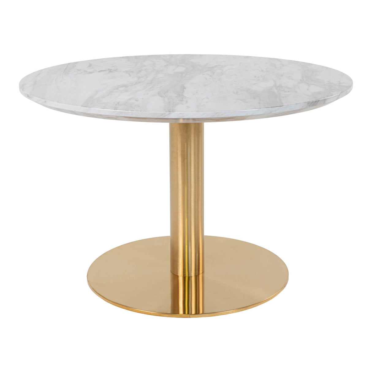 Couchtisch – Marmoroptik, Messinggestell, runde Form - Bolzano | House Nordic