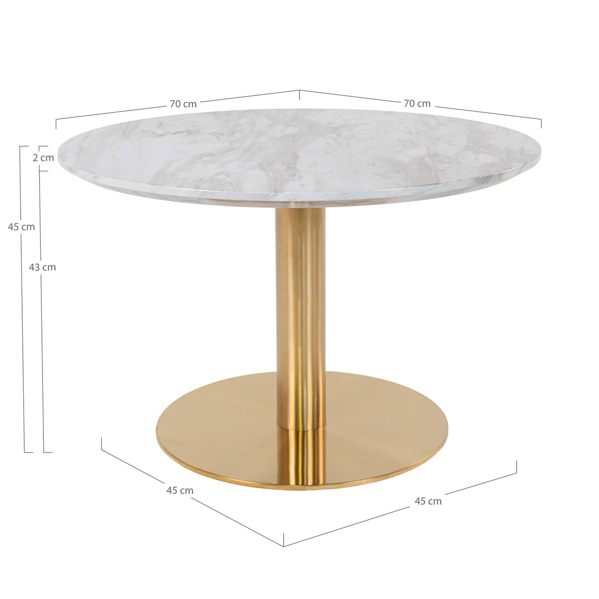 Couchtisch – Marmoroptik, Messinggestell, runde Form - Bolzano | House Nordic