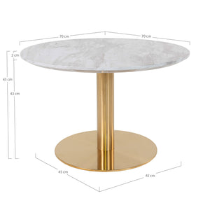 Couchtisch – Marmoroptik, Messinggestell, runde Form - Bolzano | House Nordic