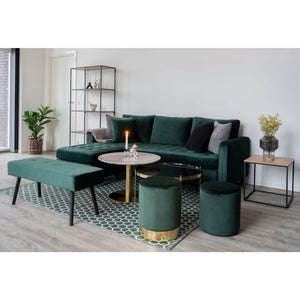 Couchtisch – Marmoroptik, Messinggestell, runde Form - Bolzano | House Nordic