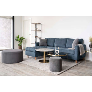 Couchtisch – Marmoroptik, Messinggestell, runde Form - Bolzano | House Nordic