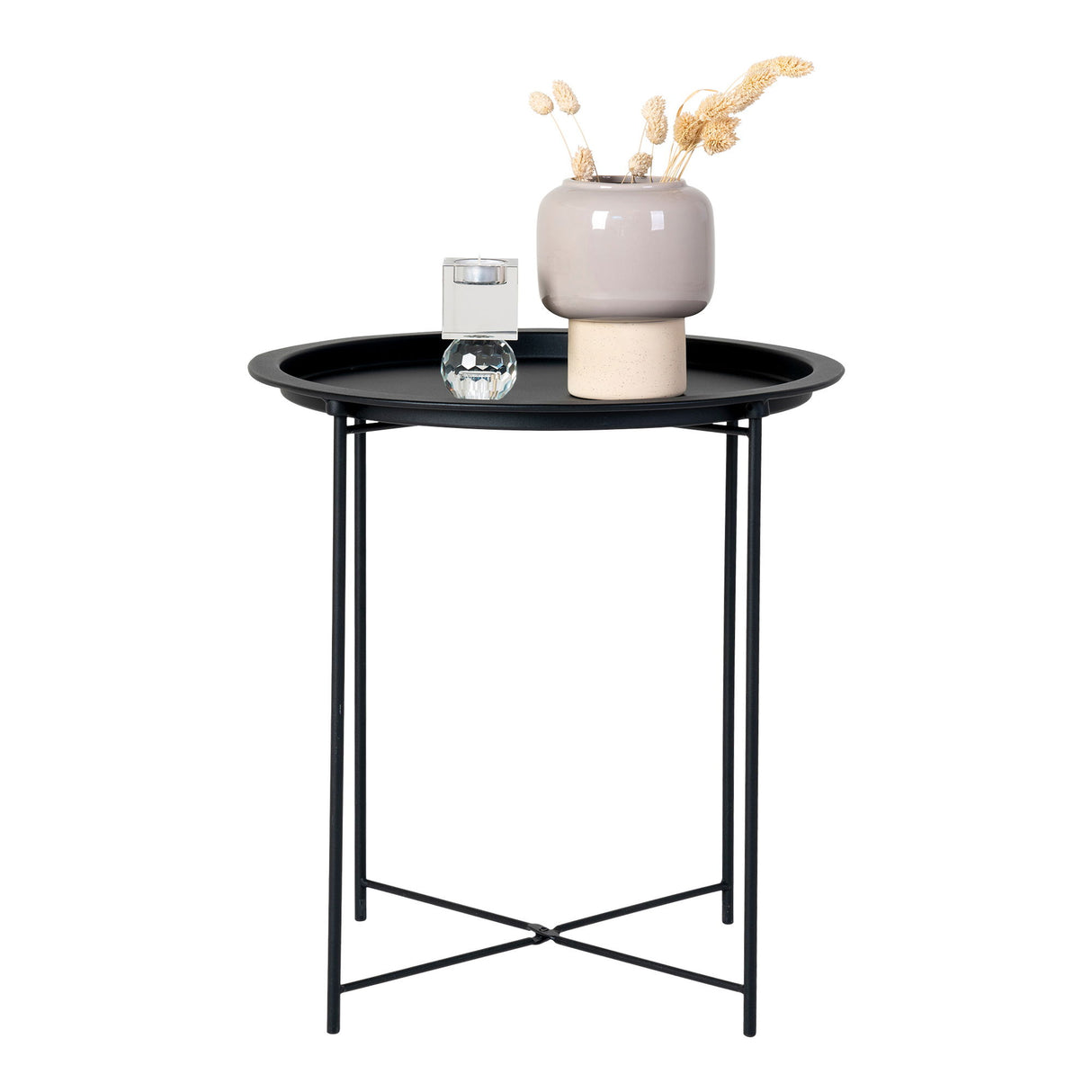 Beistelltisch – Schwarzer Stahl, Runde Platte, 50cm hoch - Bastia | House Nordic