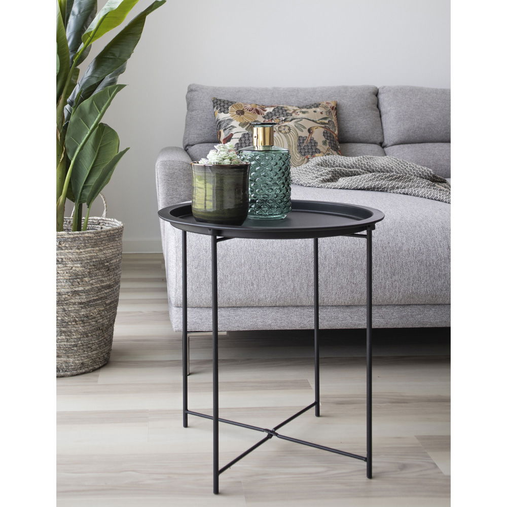 Beistelltisch – Schwarzer Stahl, Runde Platte, 50cm hoch - Bastia | House Nordic