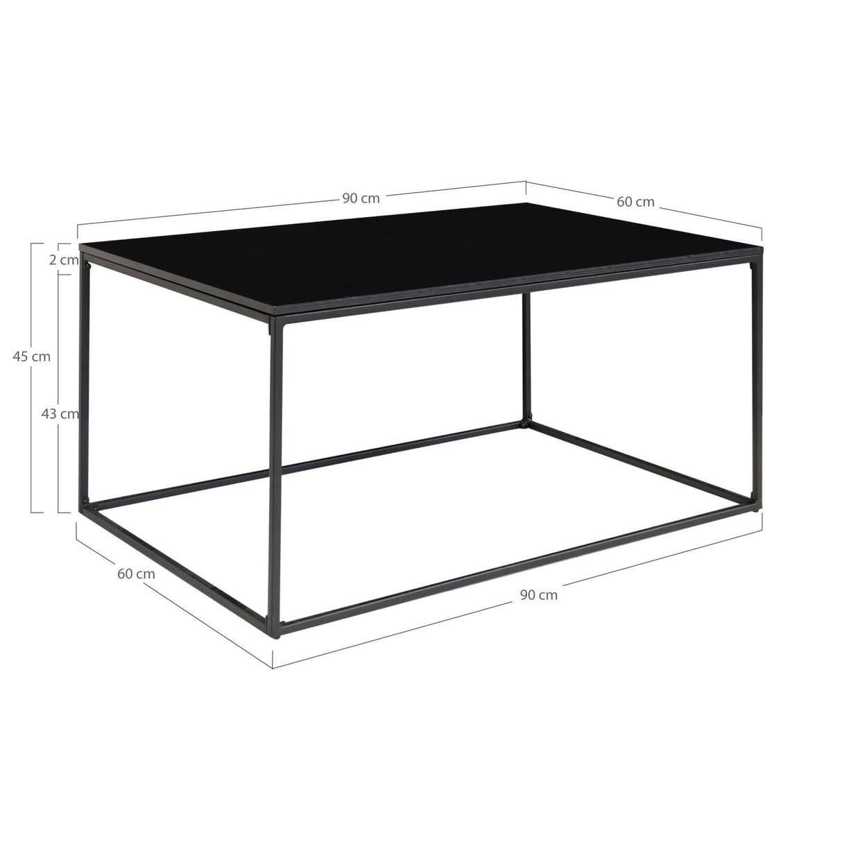Couchtisch – Schwarz, Stahlgestell, 45 cm hoch - Vita | House Nordic