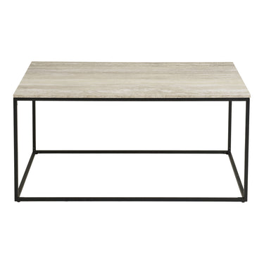 Coffee Table – Travertine-Look Top, Black Frame, Modern Design – Vita | House Nordic