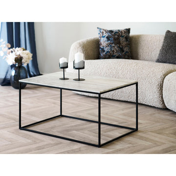 Couchtisch – Travertinoptik, Stahlrahmen, 45 cm - Vita | House Nordic