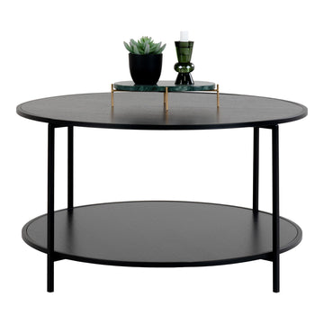 Couchtisch – Schwarzer Stahl, 2 Ablagen, 45cm hoch - Vita | House Nordic