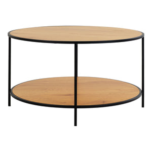 Coffee Table – Oak-look Tabletop, Powder-coated Black Steel Frame, Minimalist Round Silhouette – Vita | House Nordic