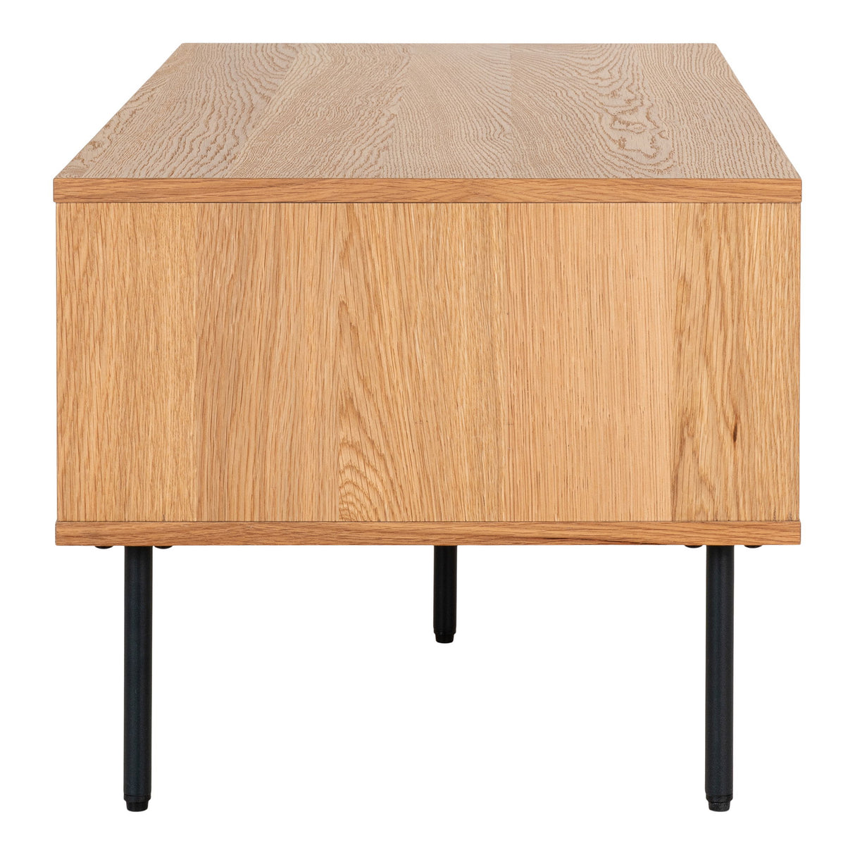 Coffee Table – Oak Veneer, Two Drawers, Black Metal – Kyoto | House Nordic