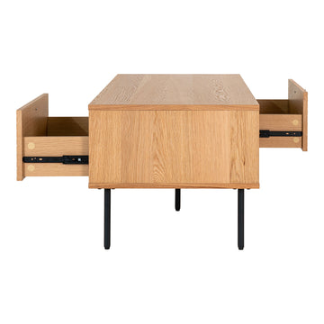 Couchtisch – Eichenfurnier, Zwei Schubladen, 45 cm Höhe - Kyoto | House Nordic