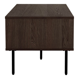 Coffee table – oak veneer, smoked wood look, metal legs with drawers – Kyoto | House Nordic