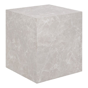 Beistelltisch - Beige Marmoroptik, Kubisches Design, 45 cm Höhe - Prague | House Nordic