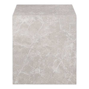 Beistelltisch - Beige Marmoroptik, Kubisches Design, 45 cm Höhe - Prague | House Nordic