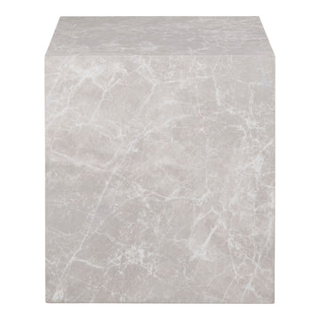 Beistelltisch - Beige Marmoroptik, Kubisches Design, 45 cm Höhe - Prague | House Nordic
