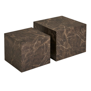 Coffee table – Marble look, Brown surface, Scandinavian Design – Prague | House Nordic