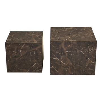Coffee table – Marble look, Brown surface, Scandinavian Design – Prague | House Nordic