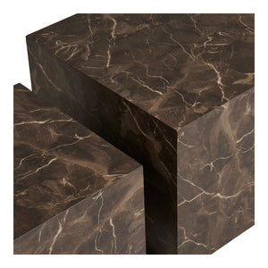 Coffee table – Marble look, Brown surface, Scandinavian Design – Prague | House Nordic