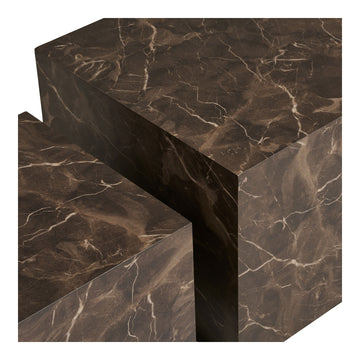 Coffee table – Marble look, Brown surface, Scandinavian Design – Prague | House Nordic