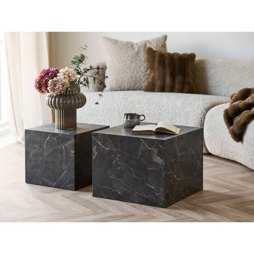 Coffee table – Marble look, Brown surface, Scandinavian Design – Prague | House Nordic