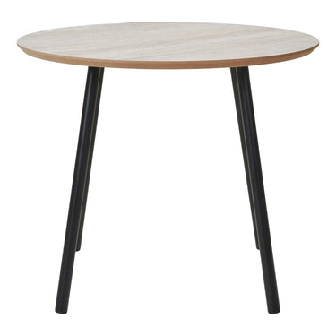 Coffee Table – Travertine Look, Round Shape, Black Legs – Aalst | House Nordic