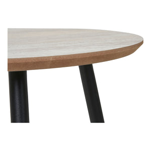 Coffee Table – Travertine Look, Round Shape, Black Legs – Aalst | House Nordic